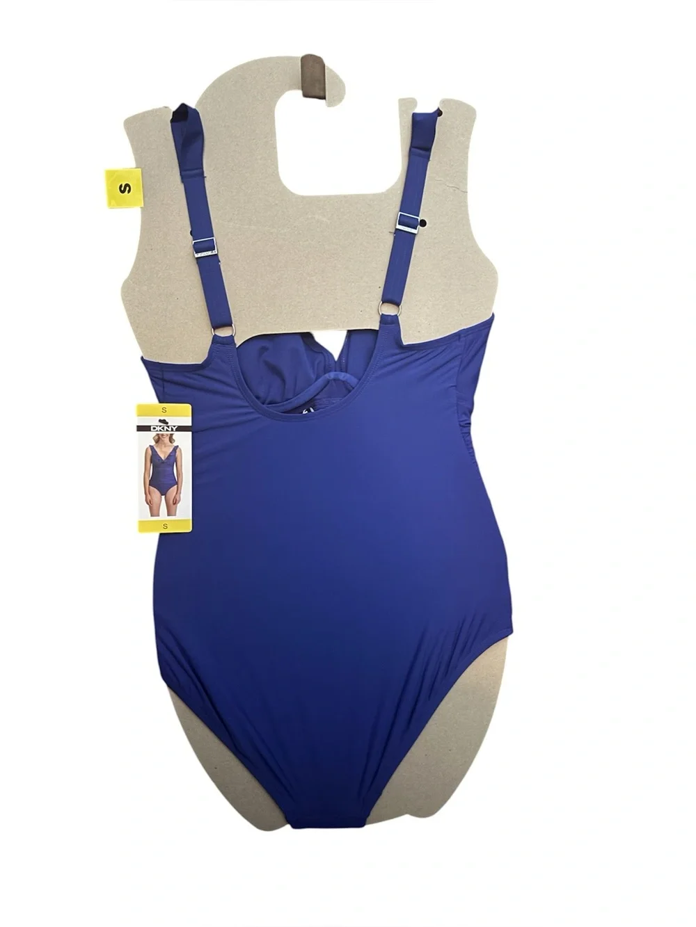 DKNY Ruffle Plunge Underwire Tummy Control One-Piece Swimsuit - Picture 3 of 4